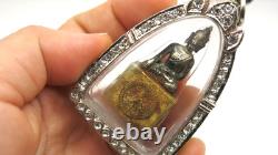 Antique Silver Marnvichai Thai Buddha Amulet Pendant Ayutthaya Era 1900s Blessed