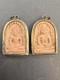 Antique Sterling Silver Clay Thai Buddha His & Hers Phra Somkor Amulets