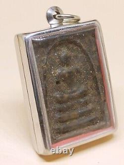 Antique Thai Amulet Phra Somdej fusulinid limestone Buddha Luck Rich pendant