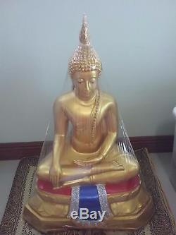 Antique Thai Buddha Amulet Bronze PHRA Shakyamuni RED BLUE statue Thai BE. 2499