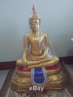Antique Thai Buddha Amulet Bronze PHRA Shakyamuni RED BLUE statue Thai BE. 2499