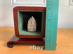 Antique Thai Buddha Amulet Rosewood Shrine Box 5 x 4
