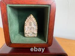 Antique Thai Buddha Amulet Rosewood Shrine Box 5 x 4