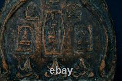 Antique Thai Reliquary Votive Amulet Buddha Tsa Tsa Buddhist Three Wise Monkeys