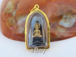Antique Vintage 18K Solid Gold Case BUDDHA Naga Mahapokasap Thai Amulet Pendant