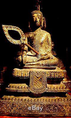 Antiques Gilt Bronze Buddha Statues Ratana 18th. C Phra Malai Thai Amulets Rare