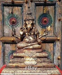 Antiques Gilt Bronze Lord Ganesha 18th. Century Buddha Statues Thai Amulets Rare