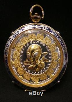 Antiques Rare Thai Amulet Holy Buddha Alien UFO 1st coin Power lucky, prosper