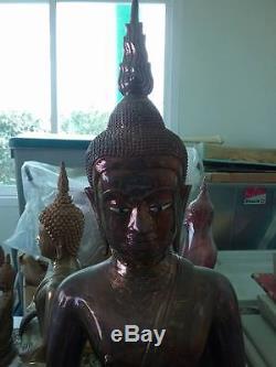 BE 2499 Buddha Amulets Bronze + Copper LP HUAN BUDDHA POWER SAFTY LIFE THAI