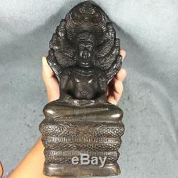 BIG 9.5 COBRA SNAKE Phra nak Prok Statue Thai Buddha Amulet Talisman Figure