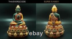 Be 2411 Buddha Jade Phra Keaw Embed Red Naga Gem Gold Buddha Relics Thai Amulet