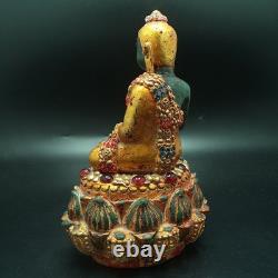 Be 2411 Buddha Jade Phra Keaw Embed Red Naga Gem Gold Buddha Relics Thai Amulet