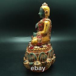 Be 2411 Buddha Jade Phra Keaw Embed Red Naga Gem Gold Buddha Relics Thai Amulet