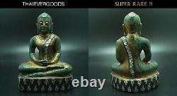 Be 2411 Buddha Pratan Statue W. Phra Keaw Old Jade Gold Sheet Thai Amulet #2