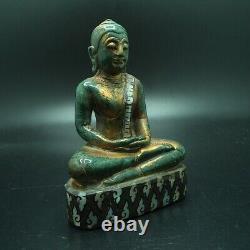 Be 2411 Buddha Pratan Statue W. Phra Keaw Old Jade Gold Sheet Thai Amulet #2