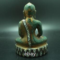 Be 2411 Buddha Pratan Statue W. Phra Keaw Old Jade Gold Sheet Thai Amulet #2