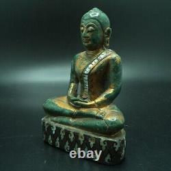 Be 2411 Buddha Pratan Statue W. Phra Keaw Old Jade Gold Sheet Thai Amulet #2