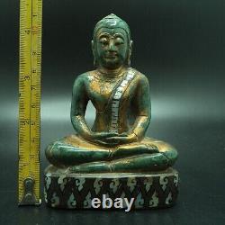 Be 2411 Buddha Pratan Statue W. Phra Keaw Old Jade Gold Sheet Thai Amulet #2