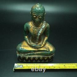 Be 2411 Buddha Pratan Statue W. Phra Keaw Old Jade Gold Sheet Thai Amulet #2