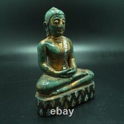 Be 2411 Buddha Pratan Statue Wat Phra Keaw Old Jade Cover Gold Sheet Thai Amulet