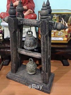 Bell Bronze Amulet Thai Antique Style Buddha Clapper Chime Church Decor Hanging