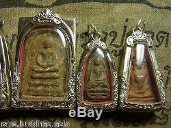 Benjapakee full top 5 Thai Buddha's set, Silver cases, Powerful Amulet set
