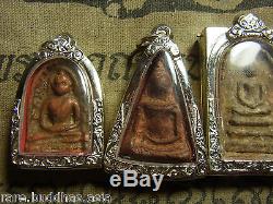 Benjapakee full top 5 Thai Buddha's set, Silver cases, Powerful Amulet set