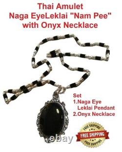 Black Naga Eye Stone Talisman Amulet Thai Buddha Power Protect Lucky Magic Money