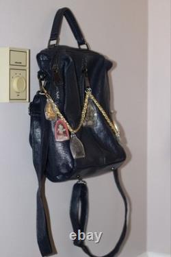 Blue Leather Bag With Thai Buddha Amulets Lord Hanuman Super Rare