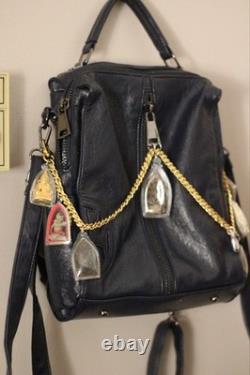 Blue Leather Bag With Thai Buddha Amulets Lord Hanuman Super Rare