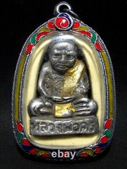 Bronze Buddha LP Kron Gild Sanghathi Figure Thai Amulet