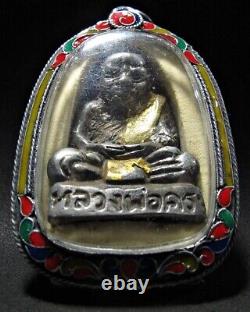 Bronze Buddha LP Kron Gild Sanghathi Figure Thai Amulet