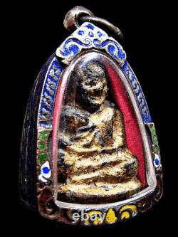 Bronze Buddha LP Ngern BE2460 Gild Figure Thai Amulet