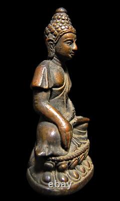 Bronze Buddha Phra Kring Anayo LP Khaow Figure Thai Amulet
