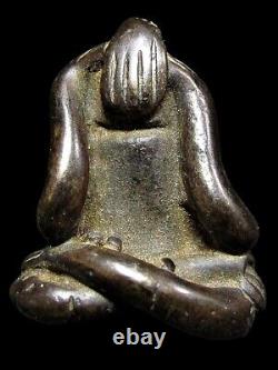 Bronze Buddha Phra Pidta Muang Nakhon Figure Thai Amulet 17th C