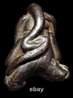 Bronze Buddha Phra Pidta Muang Nakhon Figure Thai Amulet 17th C