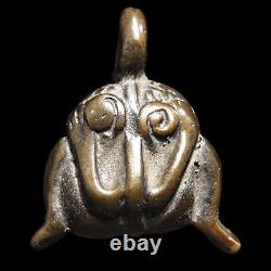 Bronze Buddha Phra Pidta Pakpao Figure BE2420 Thai Amulet
