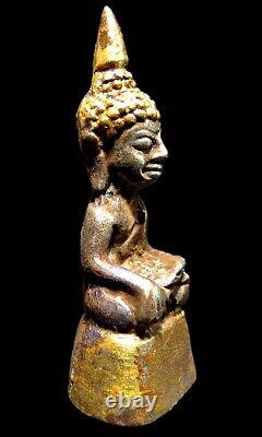 Bronze Buddha Phra Yot Thong Ayutthaya Figure Thai Amulet 16/17th C