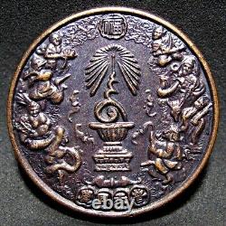 Bronze Coin Statue Buddha 8 Xian Figure Thai Amulet