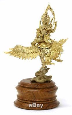 Bronze Statues Phra Phrom 4 Face Rider Swan Teak Thai Buddha Amulet Wealth Rich