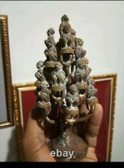 Bronze Statues Tree Hanuman LP SIN Wat Lahn lai Thai Buddha Amulet Success RICH