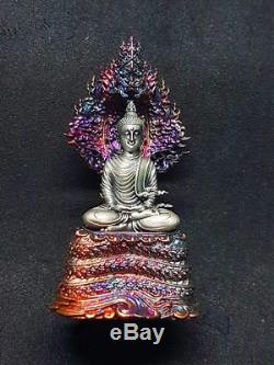 Buddha Naga Silver 925 Rainbow Artistic Thai Statue Amulet Wealth Lucky Fortune