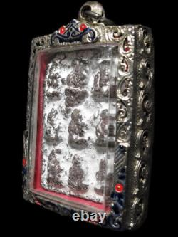 Buddha Panel 9 type, Phra Kru Na Dune, Green Lava stone, Thai Amulet Talisman