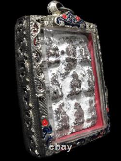 Buddha Panel 9 type, Phra Kru Na Dune, Green Lava stone, Thai Amulet Talisman