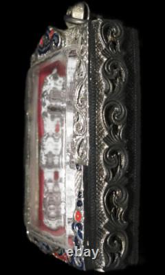 Buddha Panel 9 type, Phra Kru Na Dune, Green Lava stone, Thai Amulet Talisman