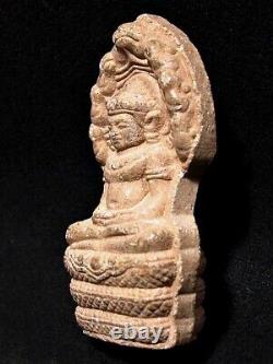 Buddha Phra Nak Prok back King Rama 5 Figure Thai Amulet Silver Casing