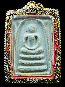 Buddha Phra Somdej LP Pae Si Phan embed Gold Silver Otter Takrut Thai Amulet