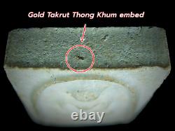 Buddha Phra Somdej LP Pae Si Phan embed Gold Silver Otter Takrut Thai Amulet