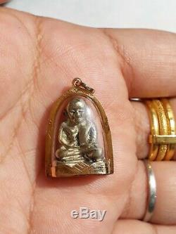 Buddha Protection Luang pho ngoen case 18 kt Thai Amulet