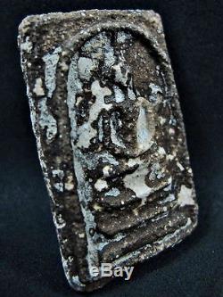 Buddha'Somdej Toh Bangkhunprom BE2413' Thai Charm Buddhist Amulet Silver Case